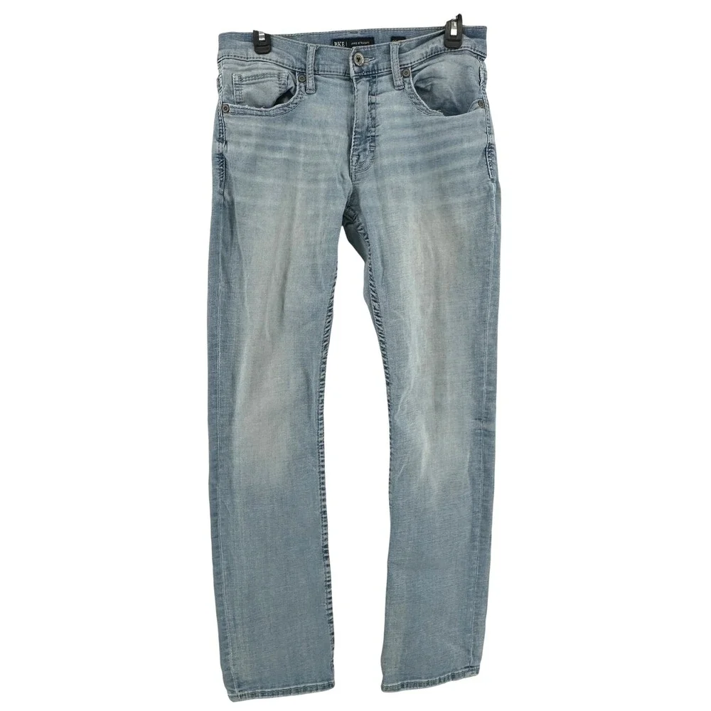 BKE Jake Straight Jeans Men 31x32 Light Wash Solid Straight Leg Modern Denim